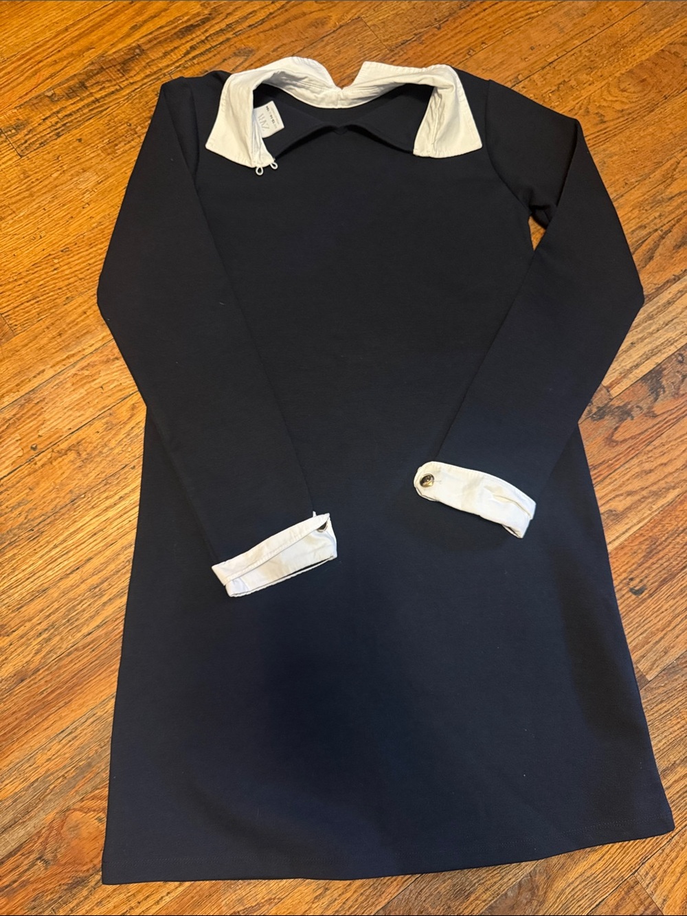Zara Black Dress with White Collar & Cuff Details